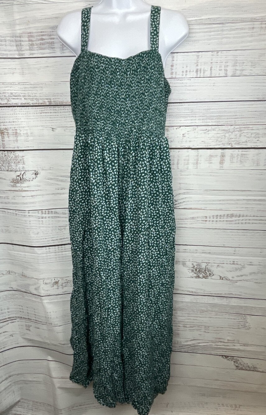 Dokotoo Womens Sz 2XL Jumpsuit Romper Wide Leg Green Floral Smocked